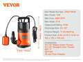 VEVOR Utility Pump 1HP 4000GPH High Flow 31ft Head Sump Pump Submersible Water Pump with 10ft Long Power Cord for Draining Water