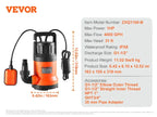 VEVOR Utility Pump 1HP 4000GPH High Flow 31ft Head Sump Pump Submersible Water Pump with 10ft Long Power Cord for Draining Water