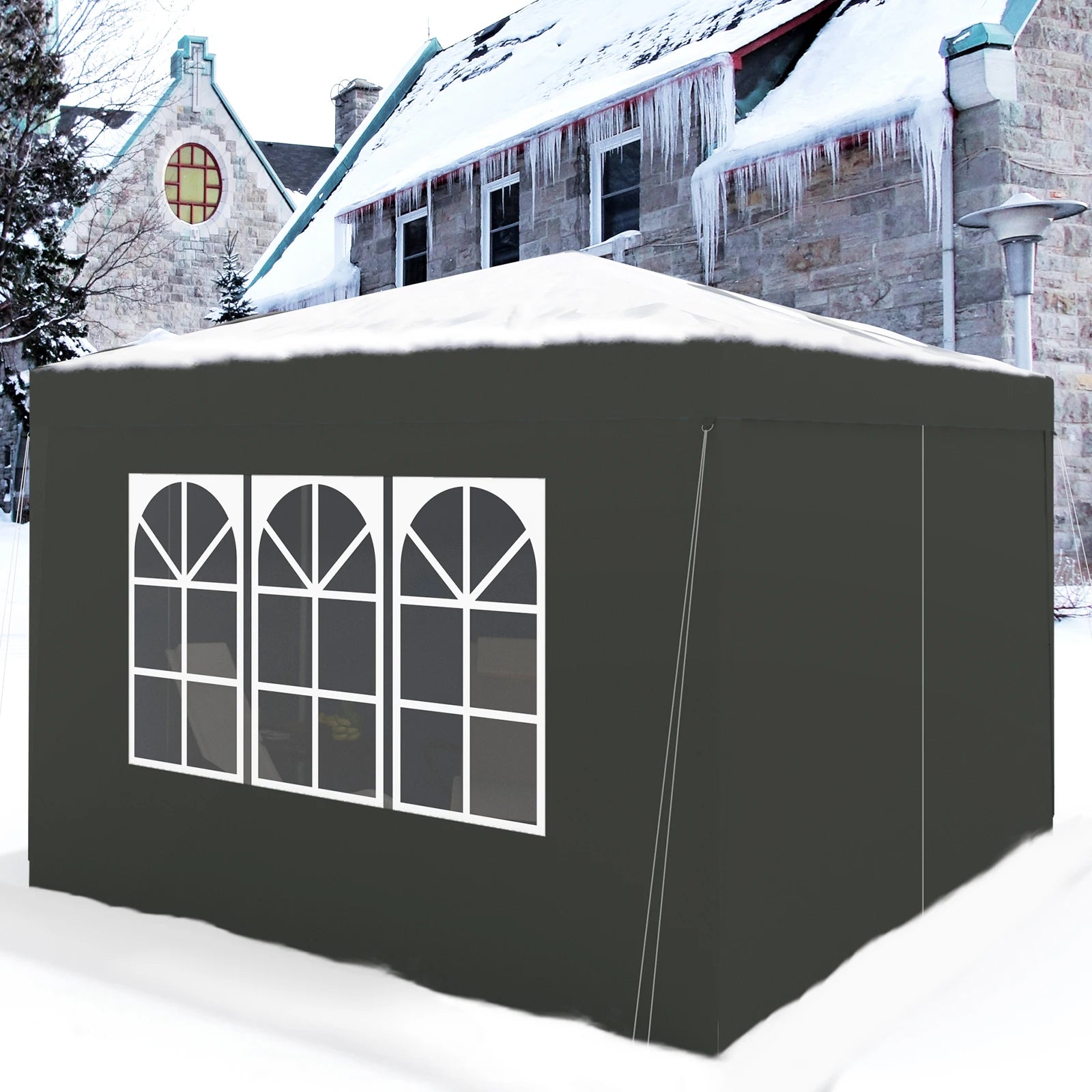 Foldable Canopy 3x3m Garden Tent Camping Pavillon Gazebo Waterproof UV Sun Protection with Carry Bag Sunshade Shelter