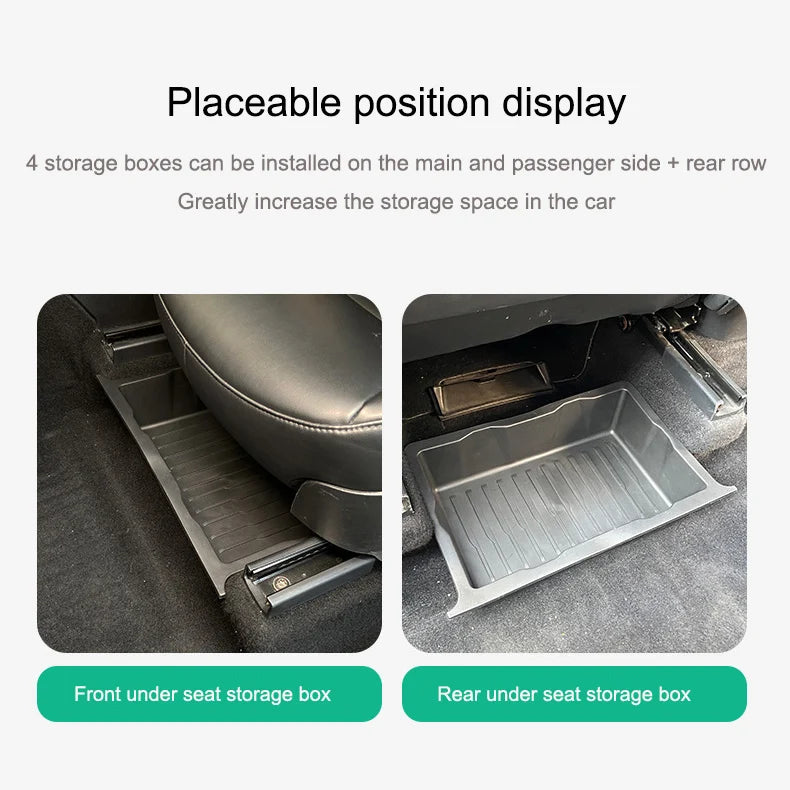 New Under Seat Storage Box Drawer Type Organizer Storage Lower TPE Box Case for Tesla Model Y 2020-2023 Interior Accessories