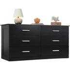 Wood Dresser for Bedroom, Wide Chest of Drawers with 6 Drawer, Oak Furniture Large Storage Tower Unit, Closet Store Organizer