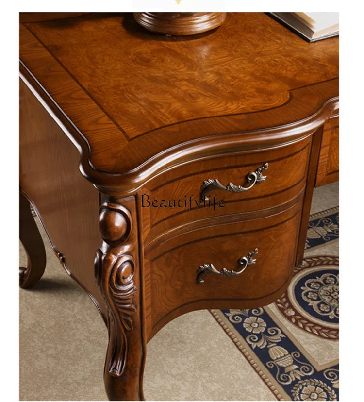 FG11American solid wood dresser retro makeup table storage cabinet European small apartment engraving