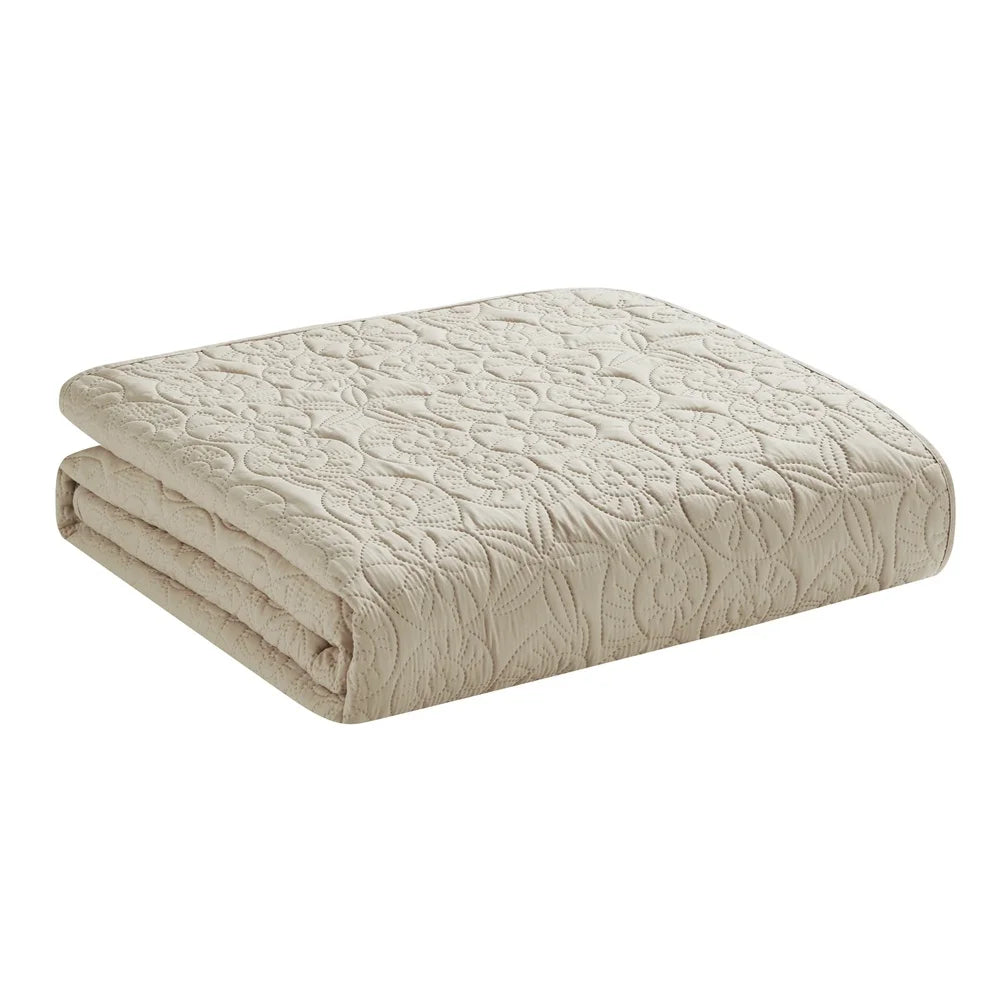Coastal 3-Piece King Quilt Set Soft Lightweight Seashell Pattern Pinsonic Textured Hypoallergenic Microfiber Bedding Shams