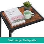 C-Shaped Mobile Coffee Table with Metal Frame and Wood Top Printer Shelf with Filing Cabinet,Industrial Design for Living Room