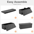 JHK Storage Stool with Foam Seats, Hidden Storage Box, Living Room Toy Storage Box, Bedroom Bed End Bench