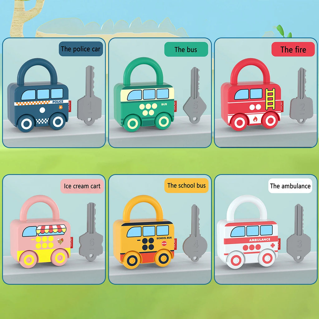 6Pc Learning Lock with Key Set Early Educational Number Matching Locks Parent-children Interactive Unlocking Toy Christmas Gifts