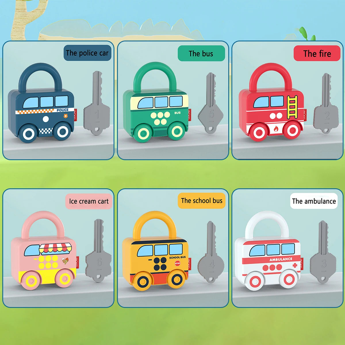 6Pc Learning Lock with Key Set Early Educational Number Matching Locks Parent-children Interactive Unlocking Toy Christmas Gifts