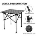 Compact Camping Table Folding Camp Side Table Portable Roll up Aluminum Table with Carry Bag Lightweight Foldable Small Camp Tab