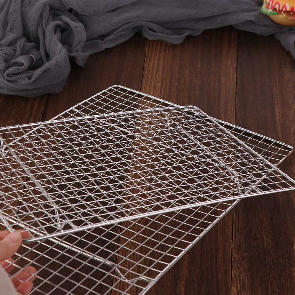 Kitchen Accessories Grid Mesh Baking Cooling Rack Nonstick Rectangular Barbecue Holder Shelf Wear-resistant Oil Drain Rack Oven