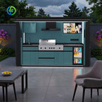 Customized Modern Modular Outdoor Kitchen Unit Stainless Steel Storage Cabinets With Built In Grill For Daily Outdoor Living