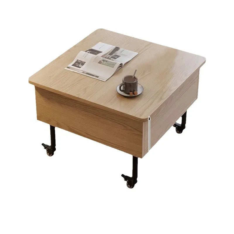 Realife Tea Table Simple And Adjustable Solid Wood Rock Board Small Table Japanese Cream Style Movable Living Room Side Table