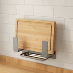Wall Mounted Pot Lid Rack Space Saving with Drain Tray Cutting Board Holder No-Drill Sturdy Kitchen Storage Rack Kitchen Storage