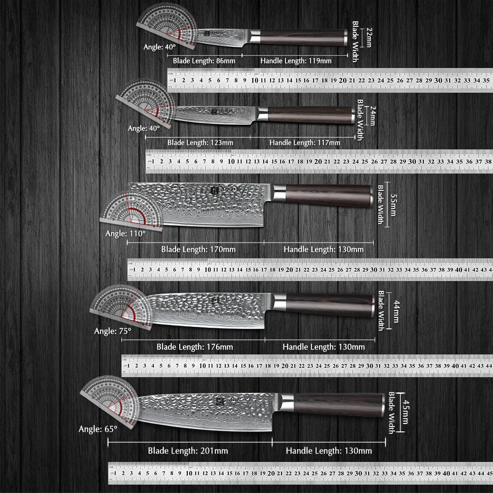 XINZUO 1-5 PCS Kitchen Knives Set VG10 Damascus Stainless Steel Sharp Chef Santoku Nakiri Slicing Paring Knife Pakkawood Handle