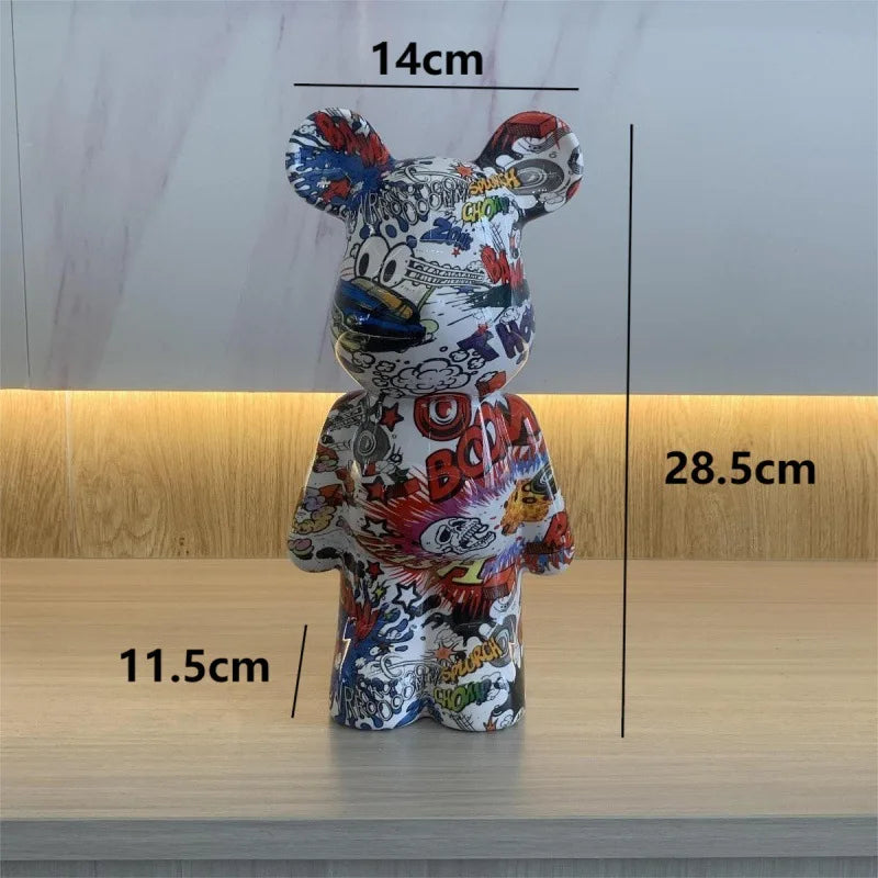 28cm Building Block Bear Statue DIY Creative Animal Sculpture Art Decor Unique Gift for Collectors  Kids Cool Desk Display Model