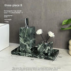 Luxury Marble Bath Set: Shampoo Bottles, Tray & Canister Organizer, Natural Stone Accessories for Home & Hotel Bathroom Decor