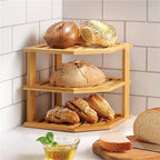 B84B-2 Set Bamboo Kitchen Organizer - Corner Rack For Plates, Dishes, Bowls - Enhances Cabinet & Counter Space