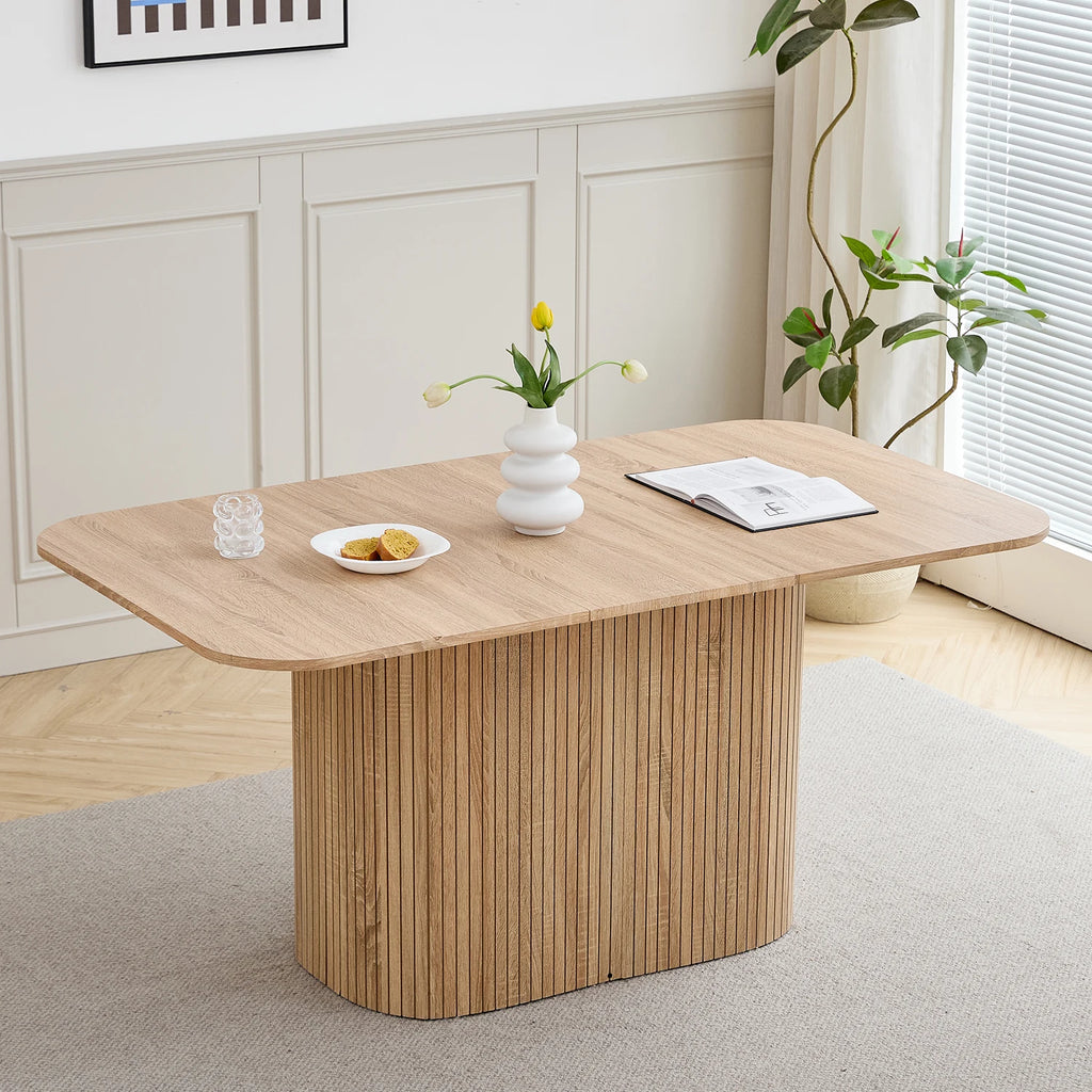 Modern Simple Solid Wood Rectangular Dining Table, Living Room Reading and Leisure Dining Table, for 4-6 People