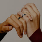 Vnox Romantic Heart CZ Stone Couple Wedding Rings - Black Stainless Steel Engagement Bands for Women & Men | AlluCanFind