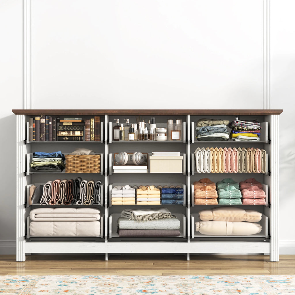 Large Dresser with 12 Drawers for Bedroom, 63'' Long Modern Wood Dresser Chest of Drawers, Storage Cabinet Clothes Organizer
