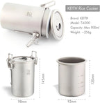 Keith Titanium Rice Cooker Outdoor Camping Cooking Light Weight Cookeware TI6300 Multifunctional  Pot 900ml for  Backpacking