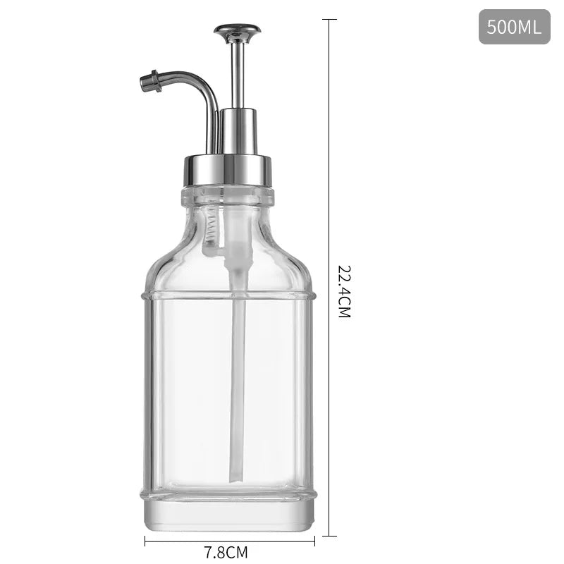 Soap Pump Dispenser Glass Bottle Bathroom Gel Liquid and Shampoo Dispenser Square Glass Bottles with Pumps Soap Container