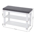 SONGMICS 3-Tier Bamboo Shoe Rack, Stable Shoe Organizer for Entryway & Living Room, Bench Seat Holds Up to 330 lb