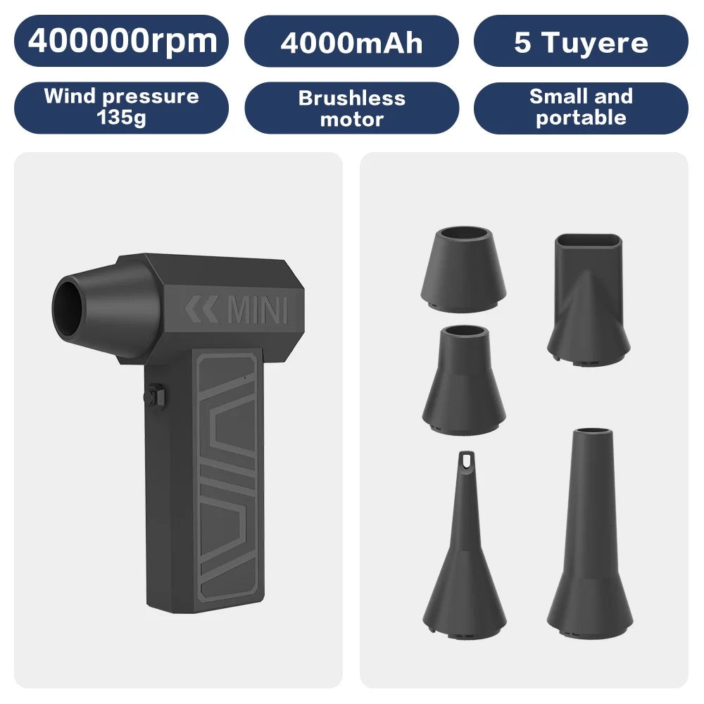 990000RPM Violent Fan Dust Blowing Brushless Ultra Turbo Fan Jet Battery Display High-Speed Handheld Powerful Blower Low Noise