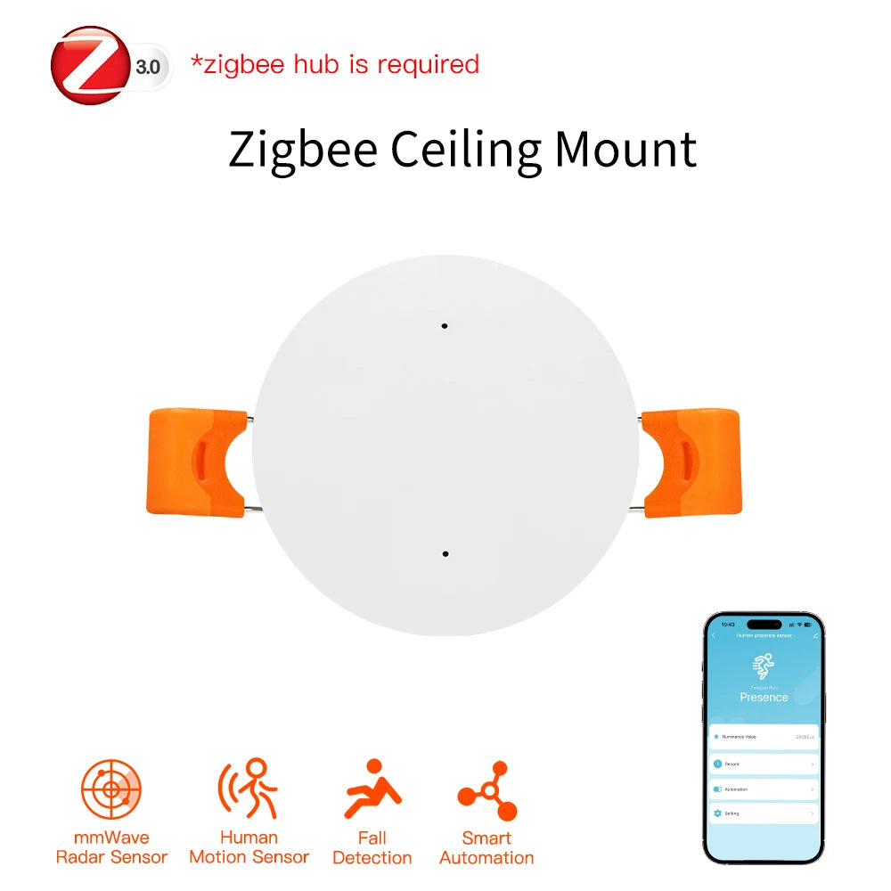 Tuya WiFi Zigbee Human Presence Sensor MmWave Radar Detector With Luminance Sensor For Smart Home Replace PIR Sensor