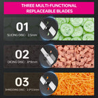 Lecon Chef 3 in 1 Electric Food Processor Vegetable Dicer Chopper Potato Cutter Onion Slicer with 3 Stainless Steel Blades