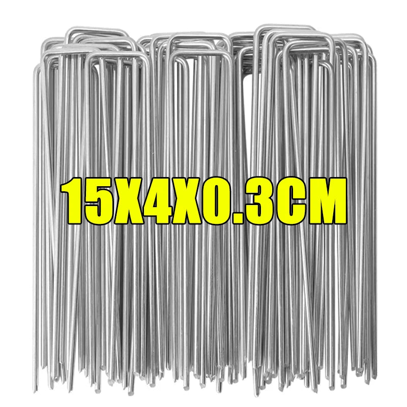 Galvanized U-type Garden Staples Heavy-duty Fence Tubing Stakes Sod Pins Artificial Grass Tent Securing Pegs Lawns Ground Nails