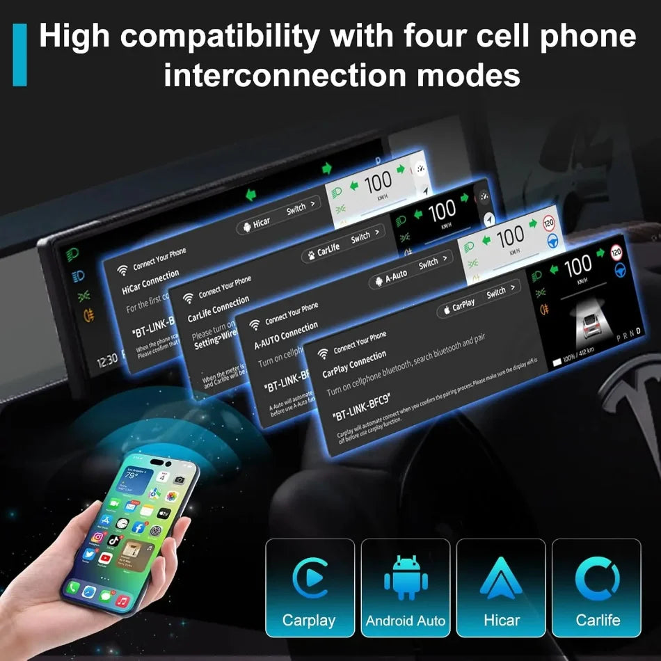 Car Dashboard Head-Up Display 8.8 Inch for Tesla Model 3 2017-2025 Model Y 2019-2025 Ultra-Thin Screen with Front Camera