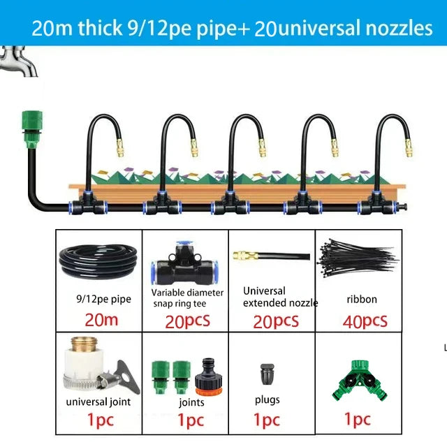 5-20M Universal Automatic Irrigation Sprinkler Kit Rotating Copper Nozzle Garden Balcony Atomization Sprinkler Watering Kits