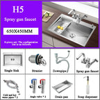 Stainless Steel Kitchen Sink Farm House Above Counter Undermounter Single Bowel Wash Basin with Faucet Drain Kitchen Accessories
