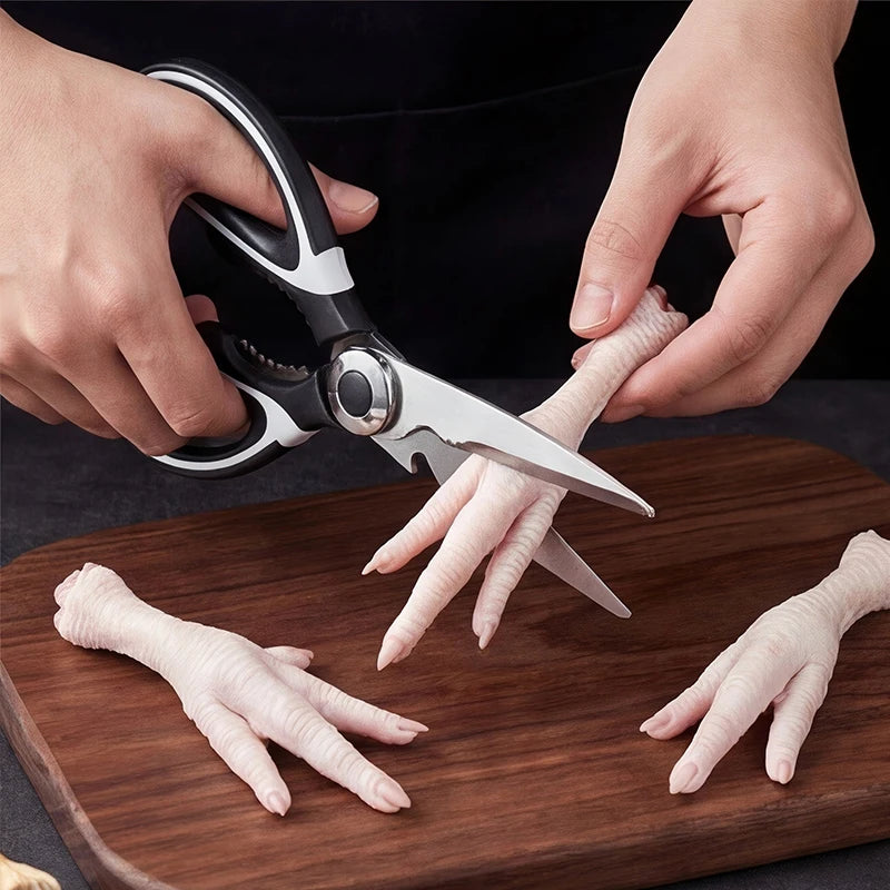 Stainless steel kitchen scissors with multi-functional chicken bone cutter are suitable for cooking, baking and meal preparation