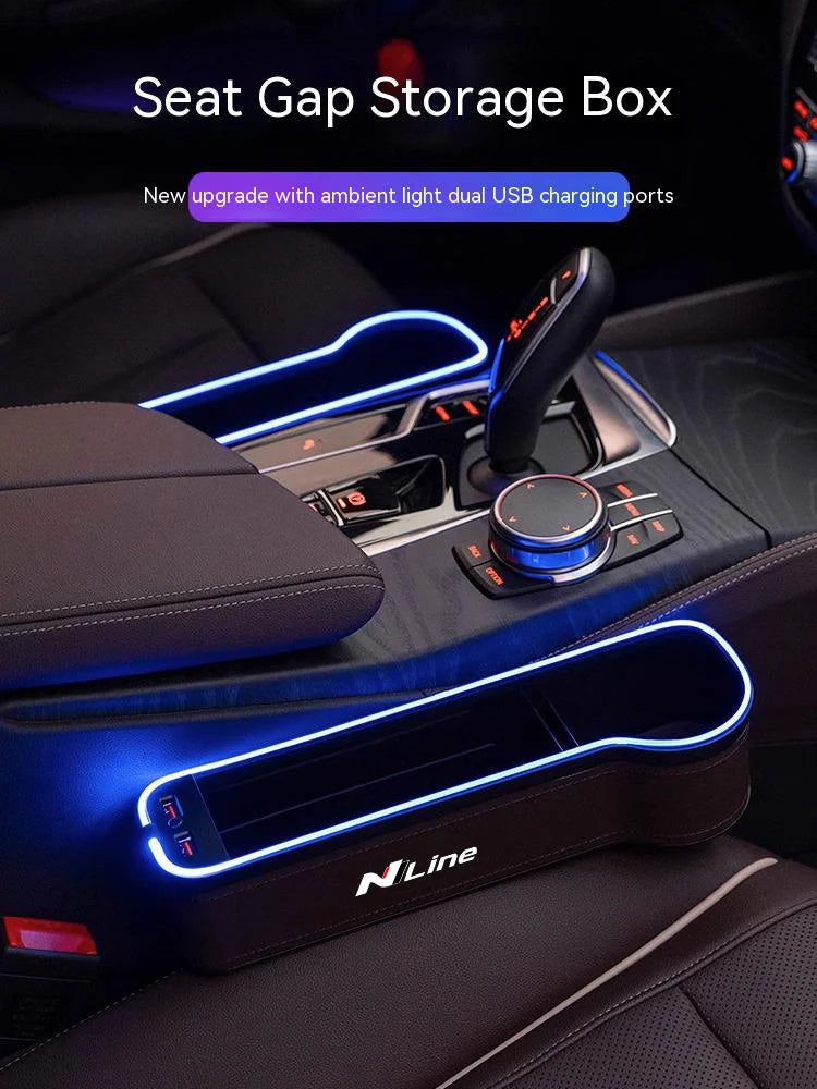 Hyundai N Line I30 Sonata Elantra i40 Kona Tucson IONIQ Santa-fe Venue i20ix25 Car Seat Gap Crevice Slot Storage Box Accessories