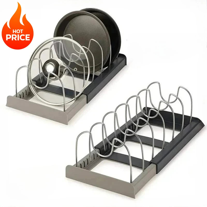 Hot New Pot Lid Storage Rack Cabinet Drawer Cookware Organizer Kitchen Space Saving Shelf Accessory