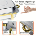 8pcs 9QT Golden Stainless Steel Chafing Dishes for Buffet,  Buffet Warmers Sets for Parties Weddings Catering Buffet