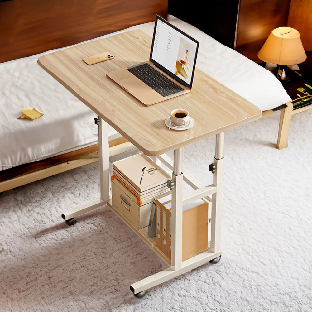 【Breeins】Height Adjustable Mobile Table Overbed Desk with Wheels