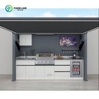 Outdoor Kitchen Premium Modern Built In Complete Portable Weatherproof Modules BBQ Island with Grill Complete Set Customized