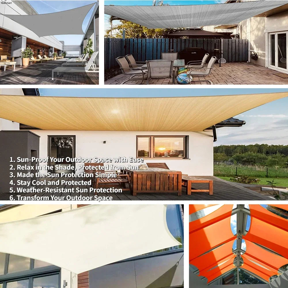 5x4M/4x6M Waterproof Large Sun Shelter Sunshade Protection Outdoor Canopy Garden Patio Pool Shade Sail Awning Camping Shade Net