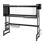2-Tier Carbon Steel Cutlery Drainer & Dish Drying Rack | 20kg Load-Bearing, Over-Sink Mount (Black, 13.9lbs Lightweight)