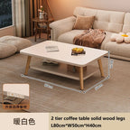 Formwell 80*50cm top 2 tier simple coffee table wood sofa table for Living Room easy assembling solid wood legs