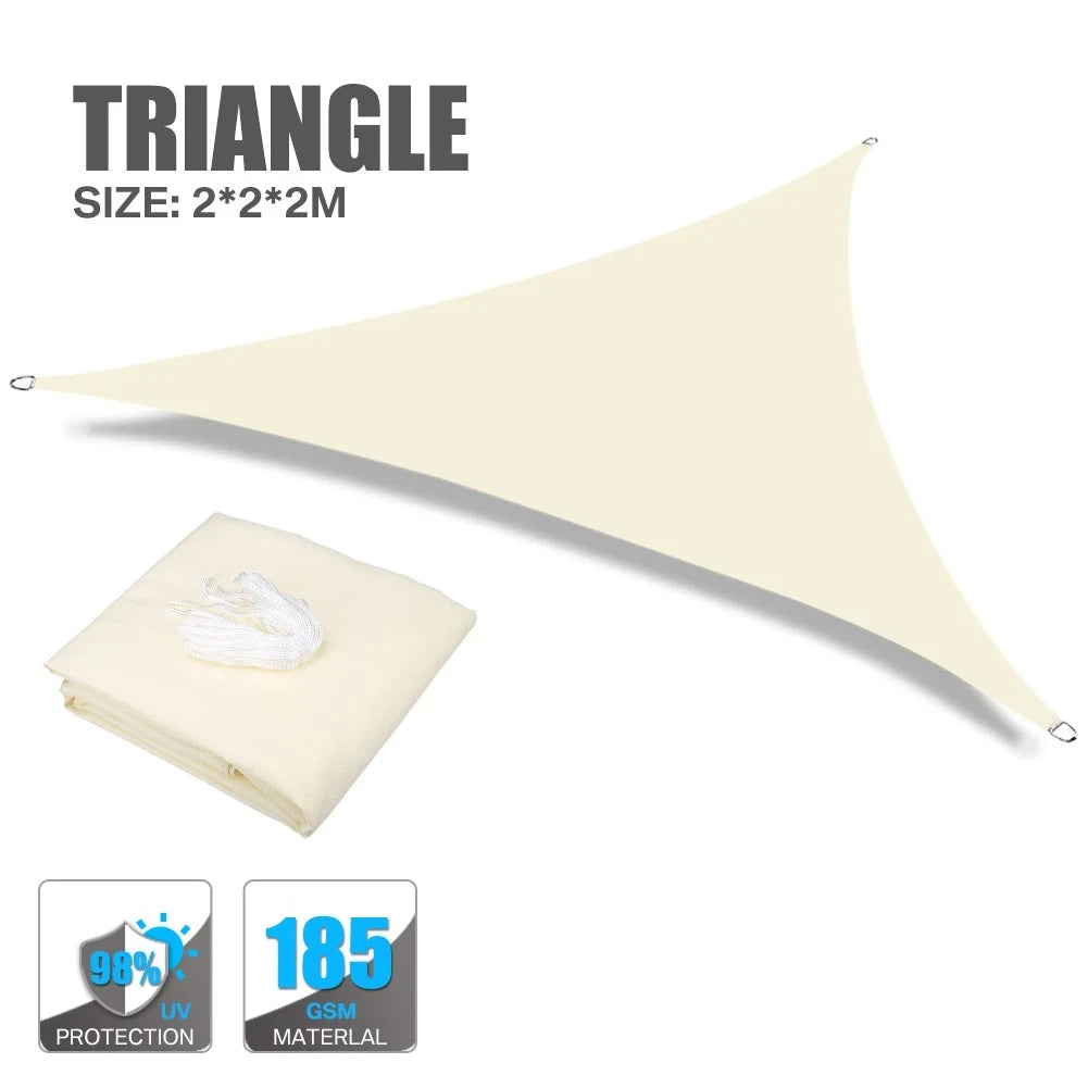 Beige Sun Shade Sail Rectangle Square Triangle Canopy Awning Cloth UV Block Heavy Duty Commercial Graden Outdoor Patio Tarp