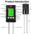 6 in 1 High Accuracy Soil Tester pH Temperature Humidity Sunlight Air Moisture Nutrient Fertility Meter Gardening Planting Tool
