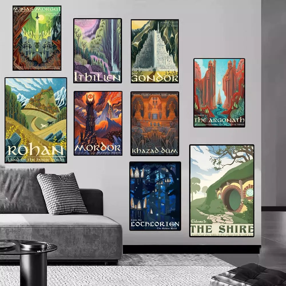 Ring Art Travel Abstract Vintage Film Mordor Castle Classic Vintage Posters Vintage Room Bar Cafe Decor Stickers Wall Painting