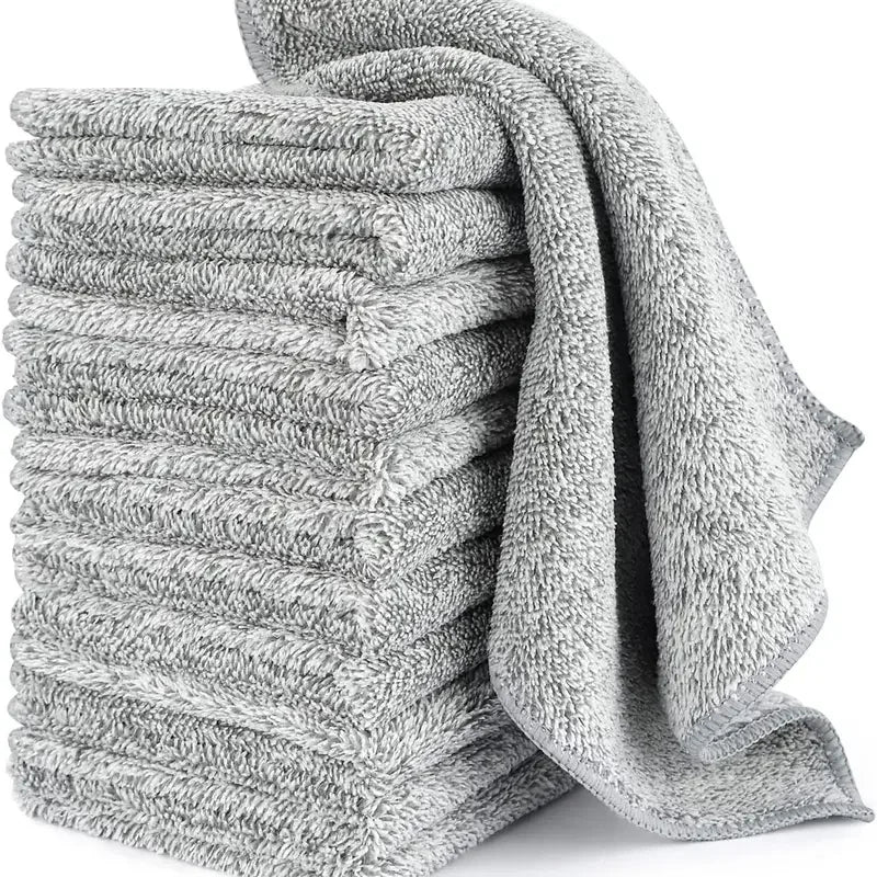 1/30pcs Gray Bamboo Charcoal Thickened Super Absorbent Dishcloth Oil Resistant Kitchen Wipes Microfiber Cleaning Cloths