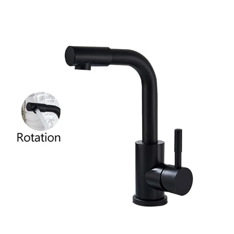 Dfrkjhre Bathroom Basin Faucet Matte Black Series for Sink Vessel Stainless Steel Hot and Cold Water Mixer Tap Crane