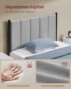 VASAGLE bed rack, with upholstered headboard, bed frame, steel, easy assembly