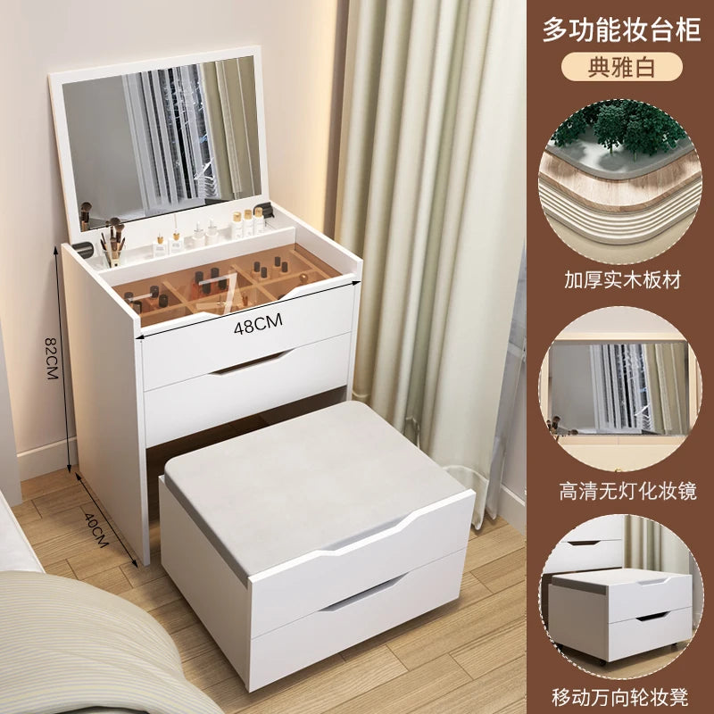 Modern Nordic Vanity Table Drawers Storage Trendy Organizer Vanity Table With Mirror Bedroom Coiffeuse De Chambre Furniture