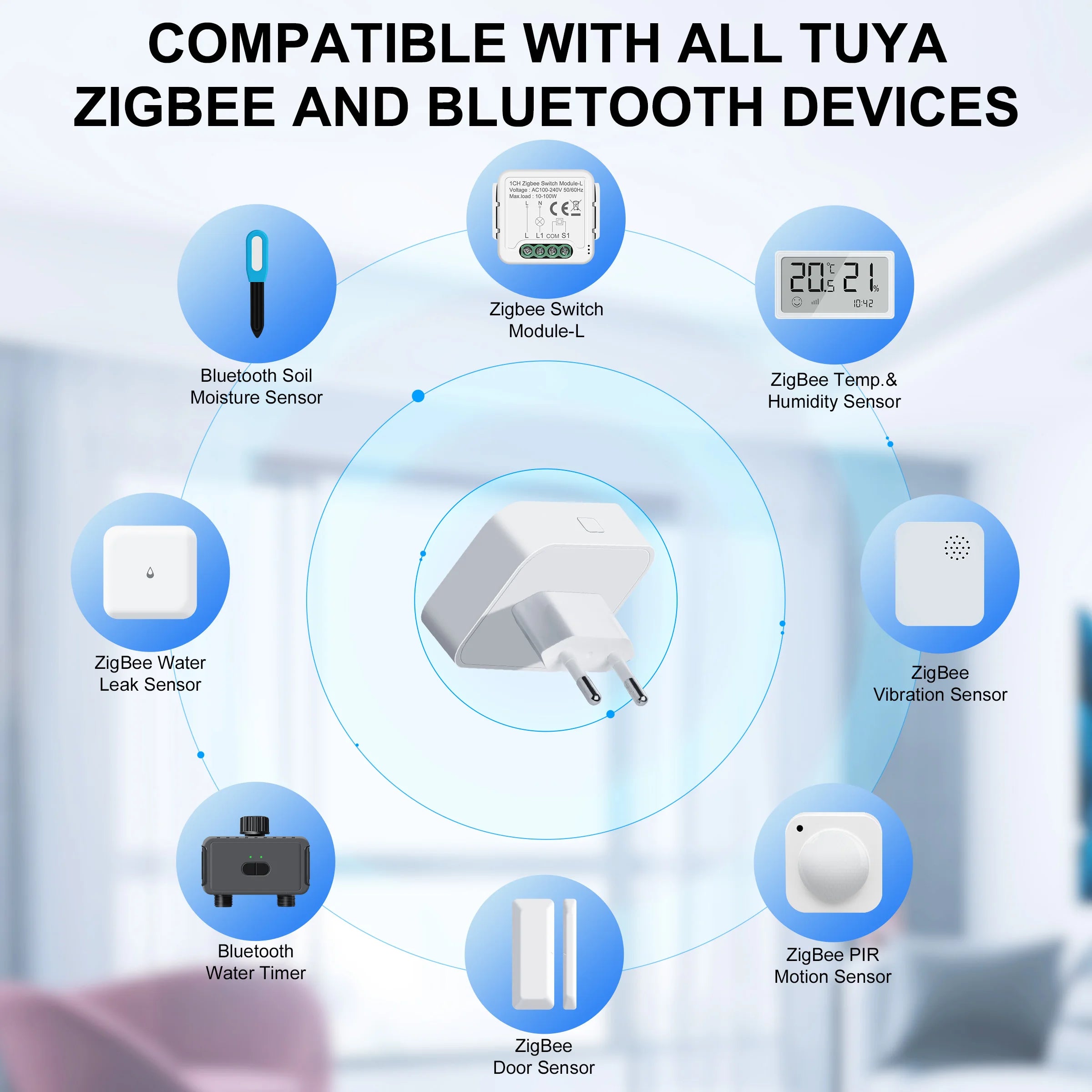 KEMEK Tuya ZigBee Gateway Hub Plug-in Type ZigBee/Bluetooth Multi-mode Gateway Bridge for Smart Home Automation Work with Alexa